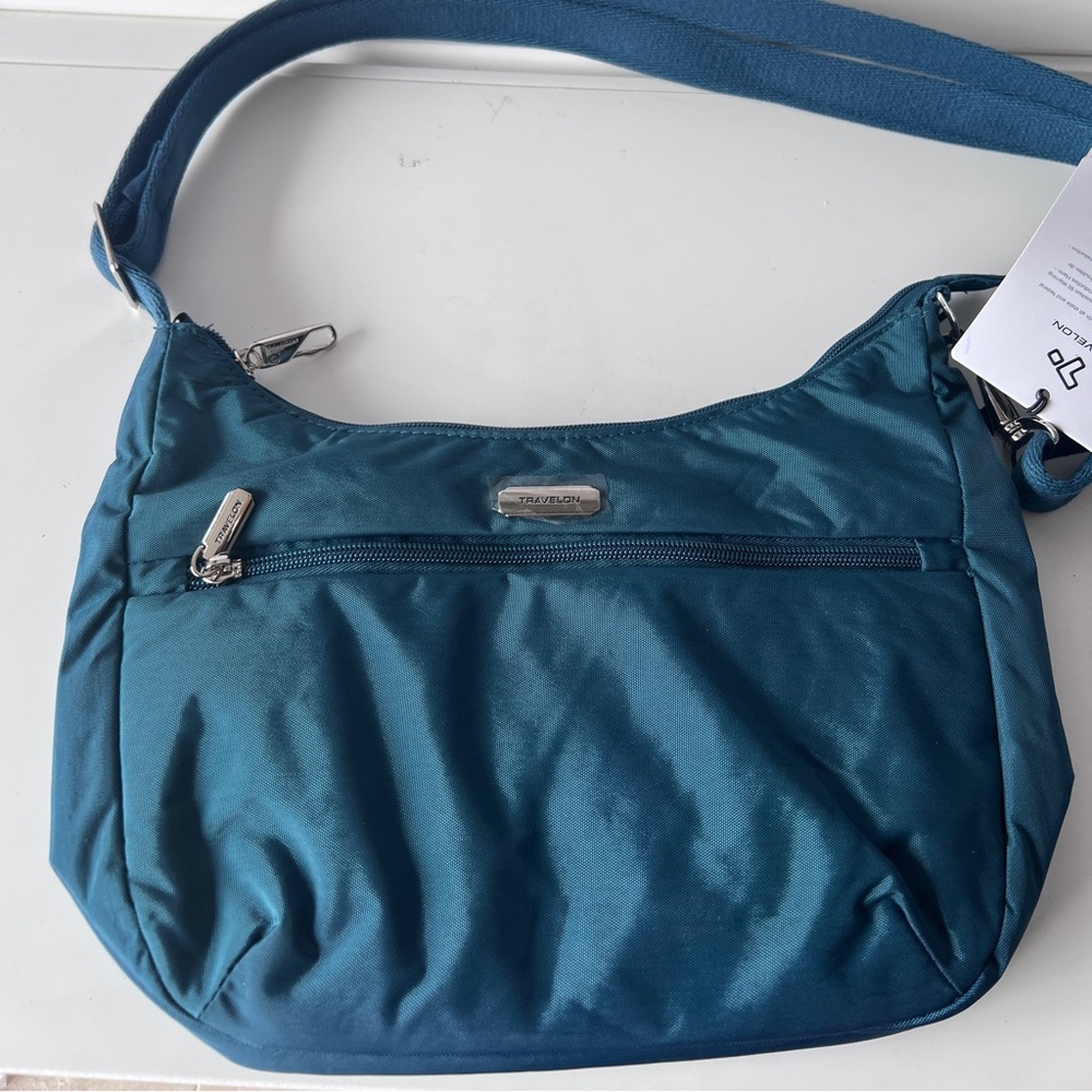 Travelon Teal blue Anti theft crossbody bag